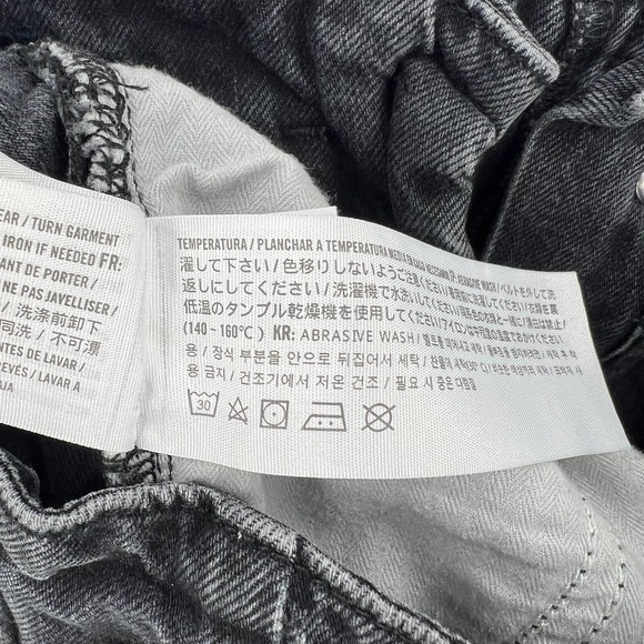 ABERCROMBIE & FITCH Mom Jeans Womens 27 4 Black High Rise Paperbag Tapered Raw - Picture 10 of 14